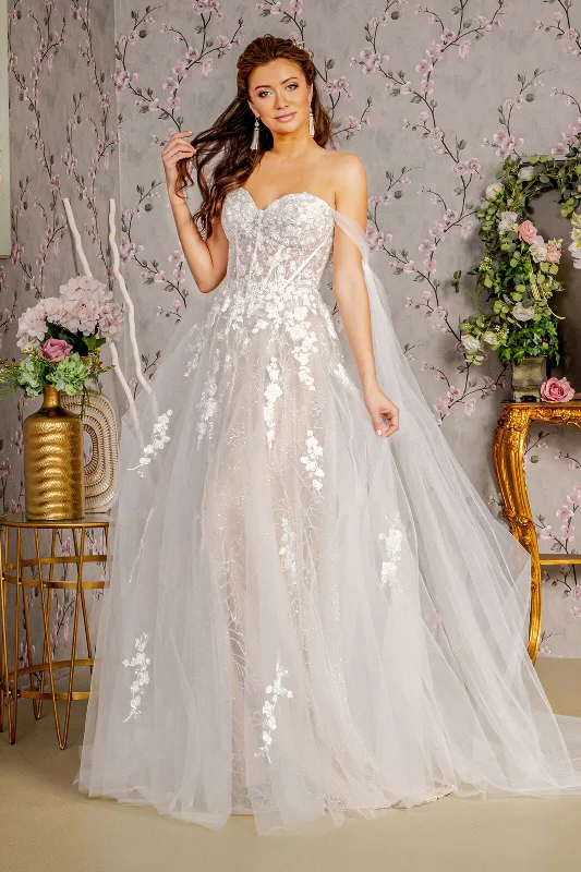 Women's Transitional Clothes Long Bridal Gown Floral Wedding Dress