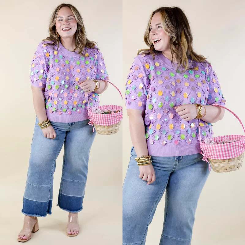 Women's Clothing Sets Queen Of Sparkles | Eggcellent Style Easter Egg Sweater in Purple