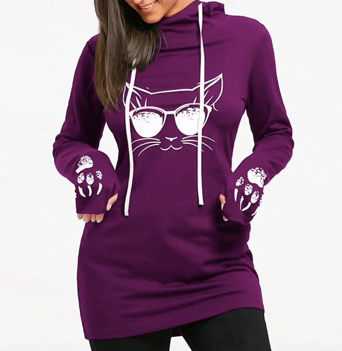 Comfortable Women's Apparel CAT SHADES HOODIE