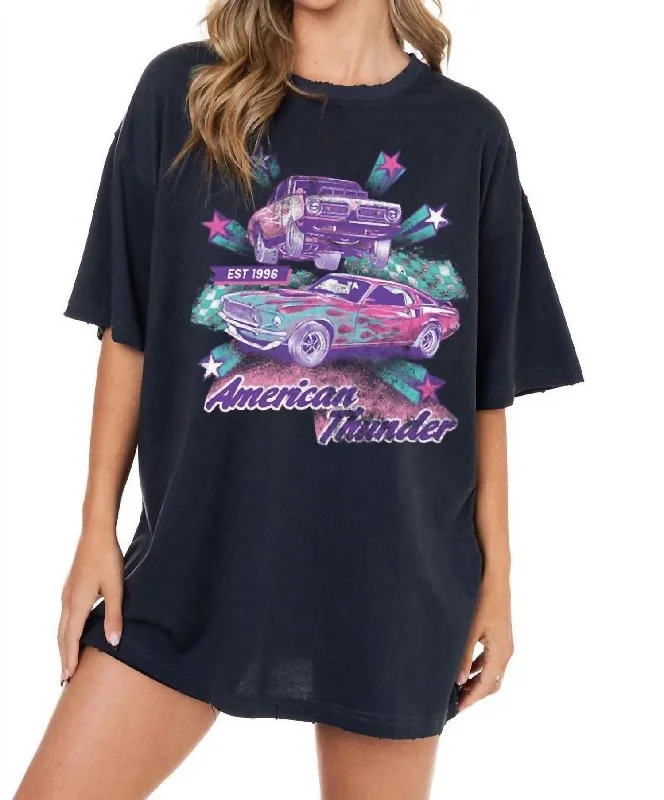 Women's Occasion Wear Apparel American Thunder Graphic Tee In Black