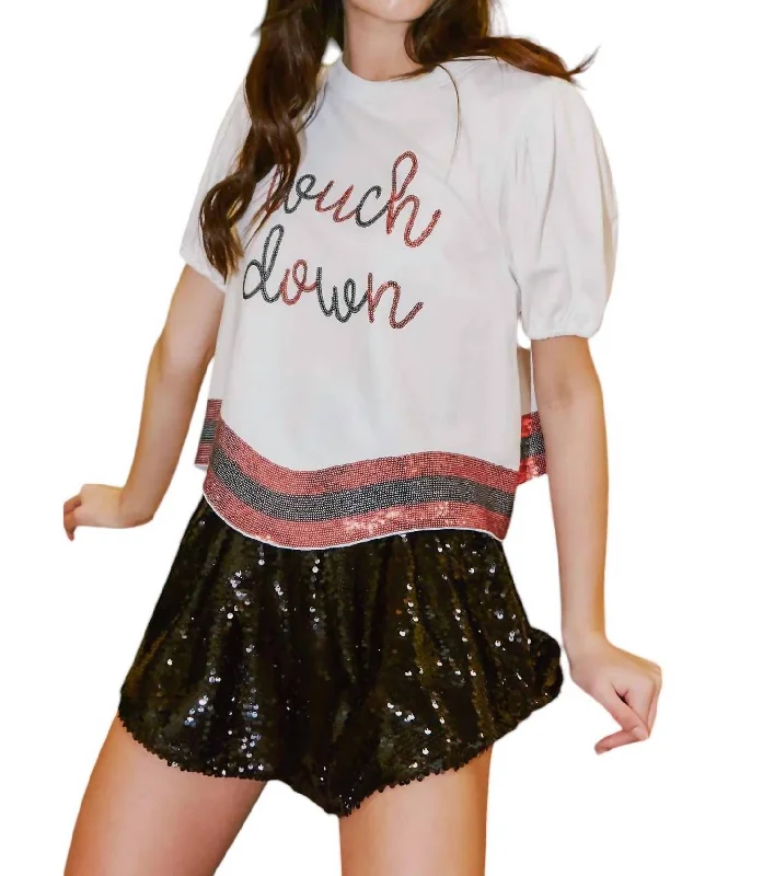 Women's Attire Touch Down Sequin Patch Tee In White