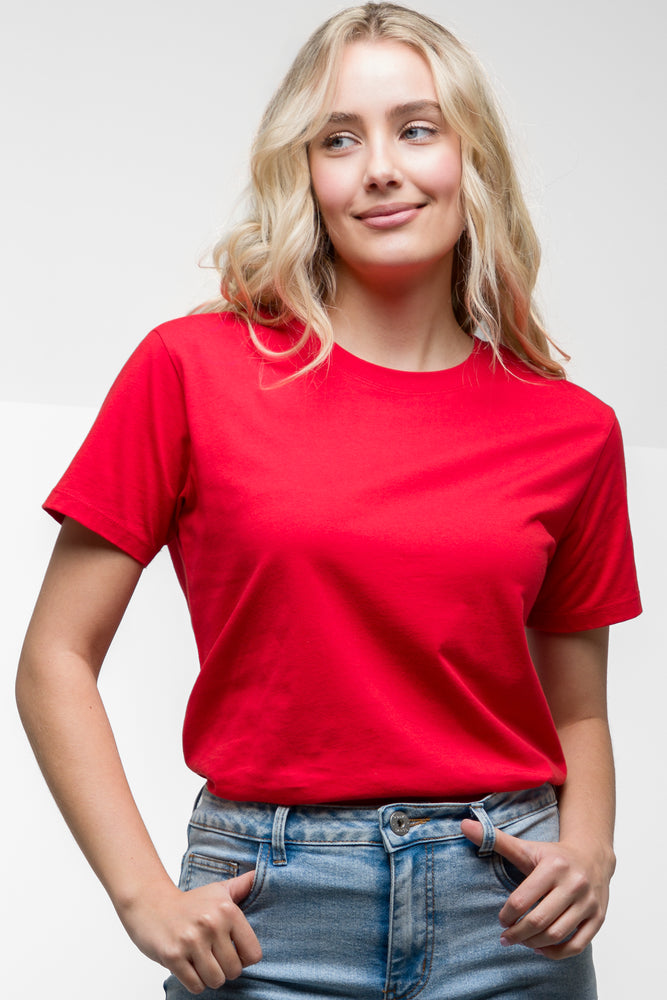 Women's Occasion Wear Clothes Crew Neck Short Sleeve T-Shirt Red