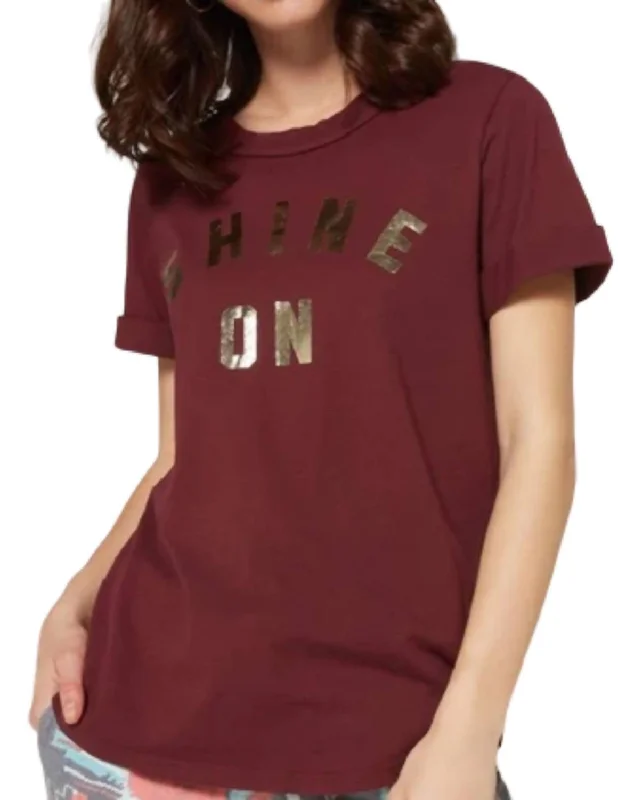 Women's Functional Outfit For Outdoor Activities Shine On Crew Tee In Syrah