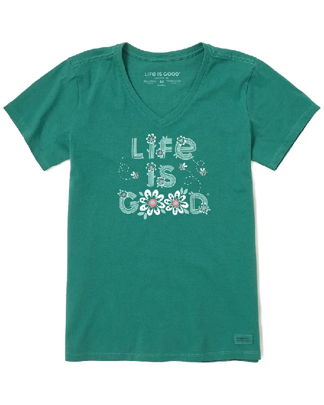 Women's Elegant Evening Attire Life is Good Crusher V-Neck T-Shirt