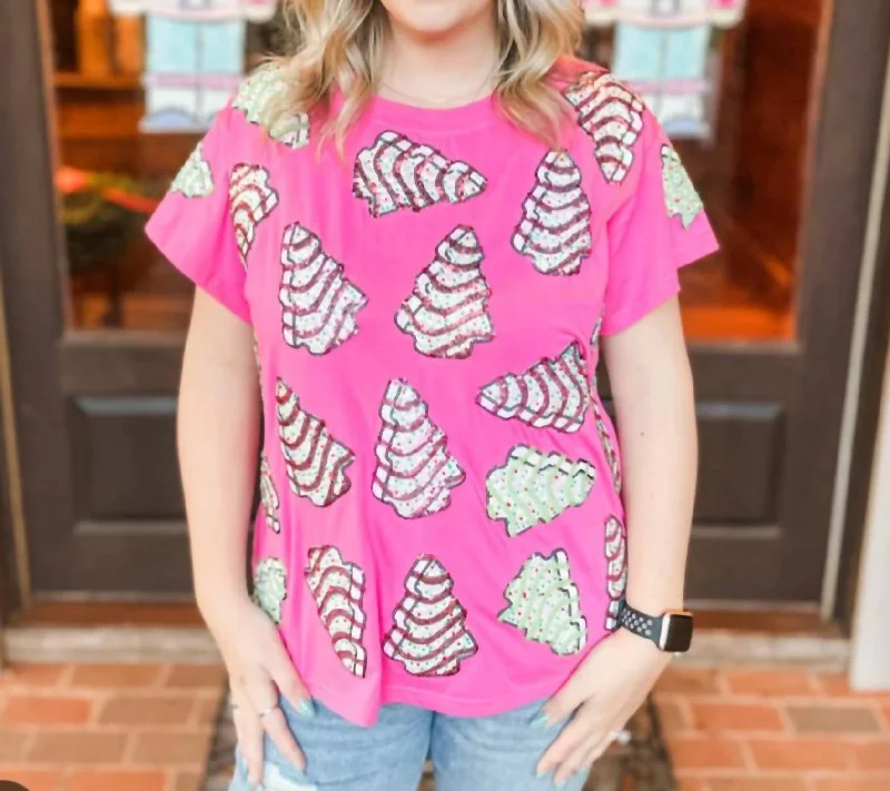 Casual Outfit For Women Little Debbie Trees Tee In Pink