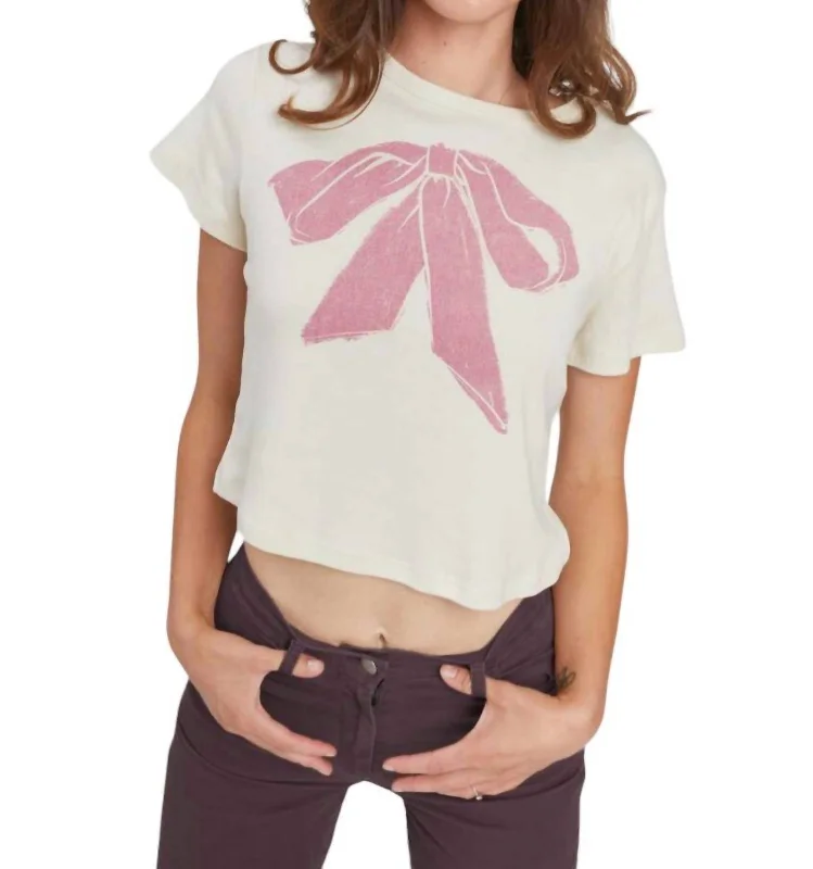 Stylish Outerwear Clothing For Women Bow Tee Top In Pink