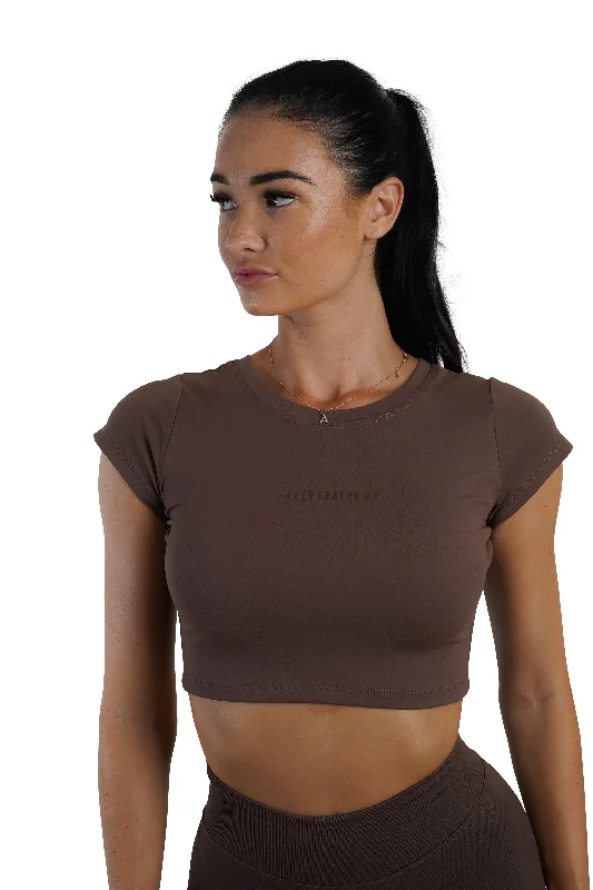 Affordable Trendy Clothes For Women KTP CROPPED TEE - ESPRESSO