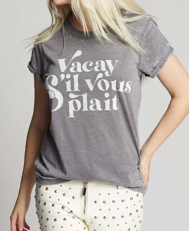 Women's Clothes Vacay S'il Vous Plait Burn Out Tee In Grey