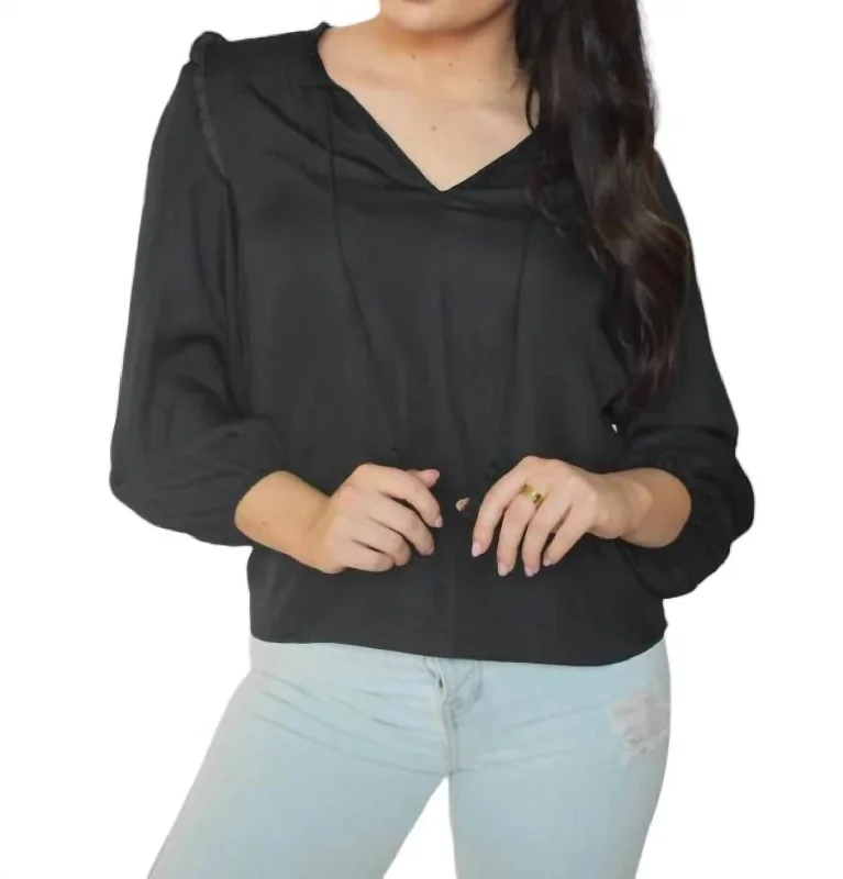 Vintage-Inspired Women's Apparel Shay Satin Blouse In Black