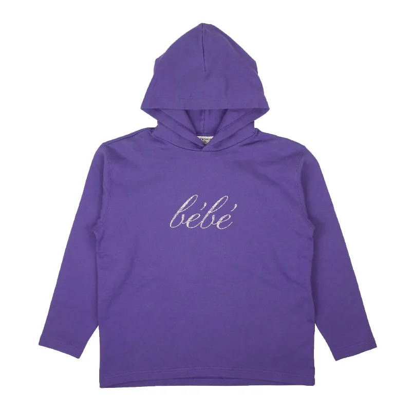 Women's Holiday Attire Balenciaga Rhinestone Bebe Cropped Logo Hoodie - Purple