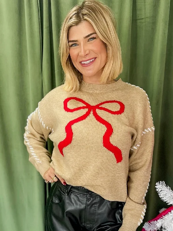 Women's Classic Outfit Holiday Bow Sweater