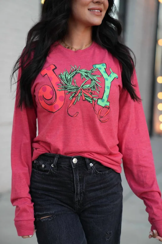 Vintage Clothing For Women Joy Long Sleeve Tee In Red