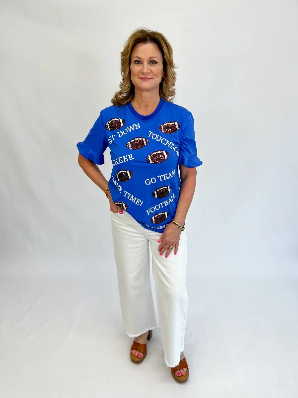 Trendy Athleisure Clothing For Women [Layerz] Touchdown Tee - Royal Blue