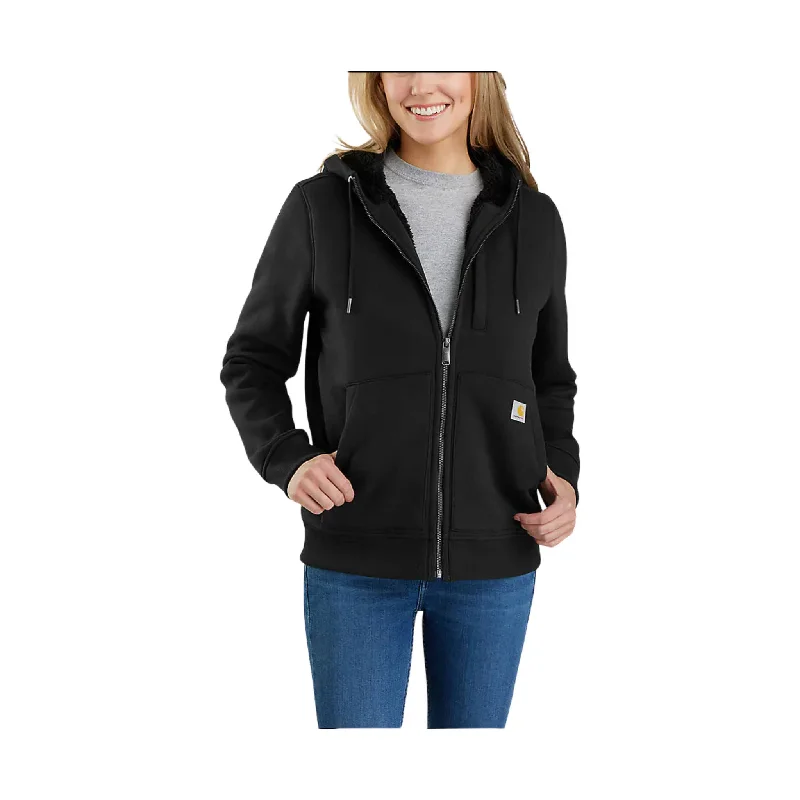 Women's Vacation Attire Carhart Women's Relaxed Fit Midweight Sherpa Lined Full Zip Sweatshirt - Black