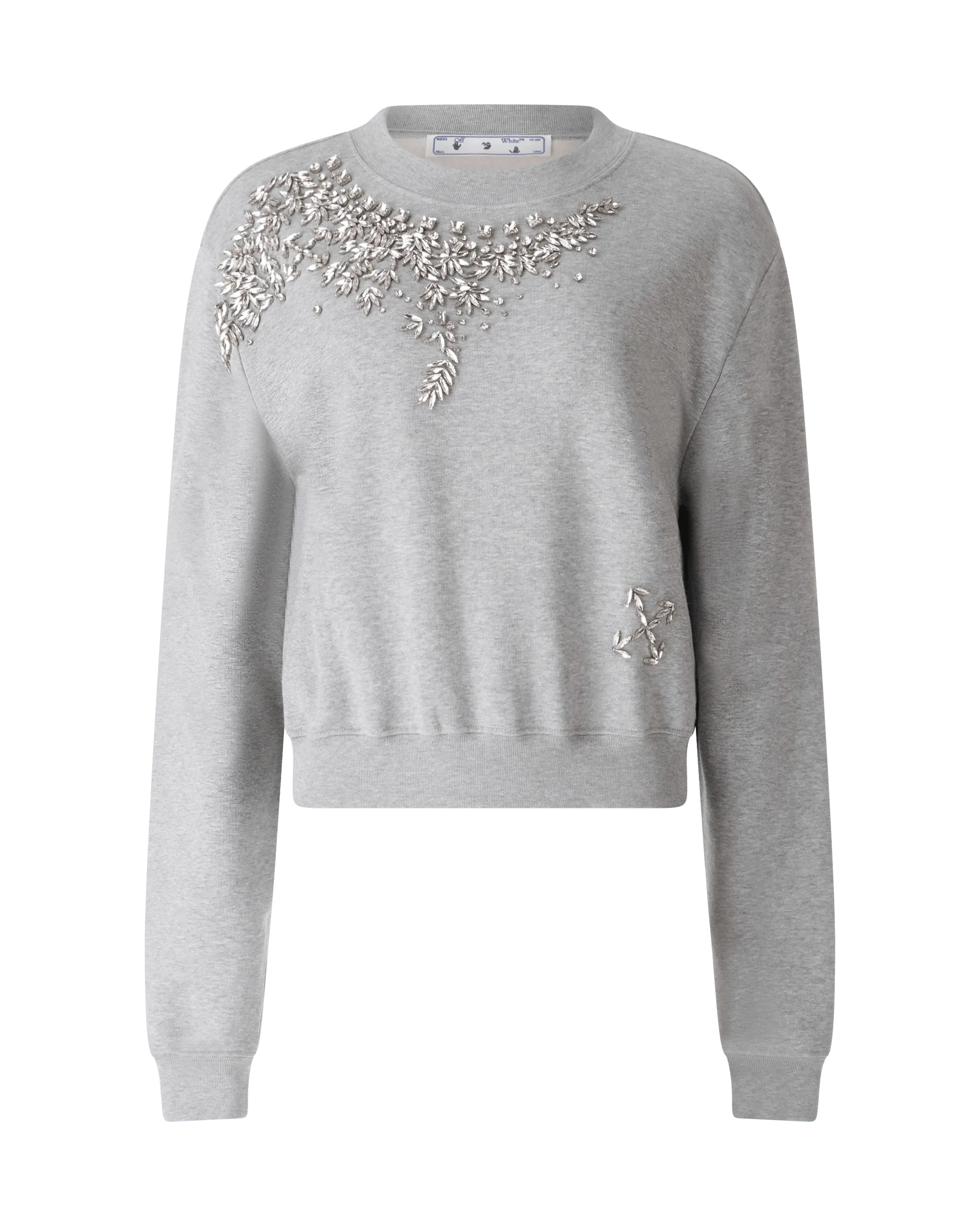 Affordable Women's Clothing Swarovski Embellished Cropped Sweatshirt