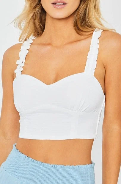 Women's Travel Outfit Set Ruffle Shoulder Crop Top