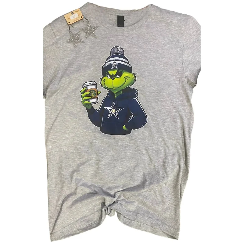 Women's Vintage-Inspired Clothing Women's Dallas Cowboy Grinch Tee In Grey