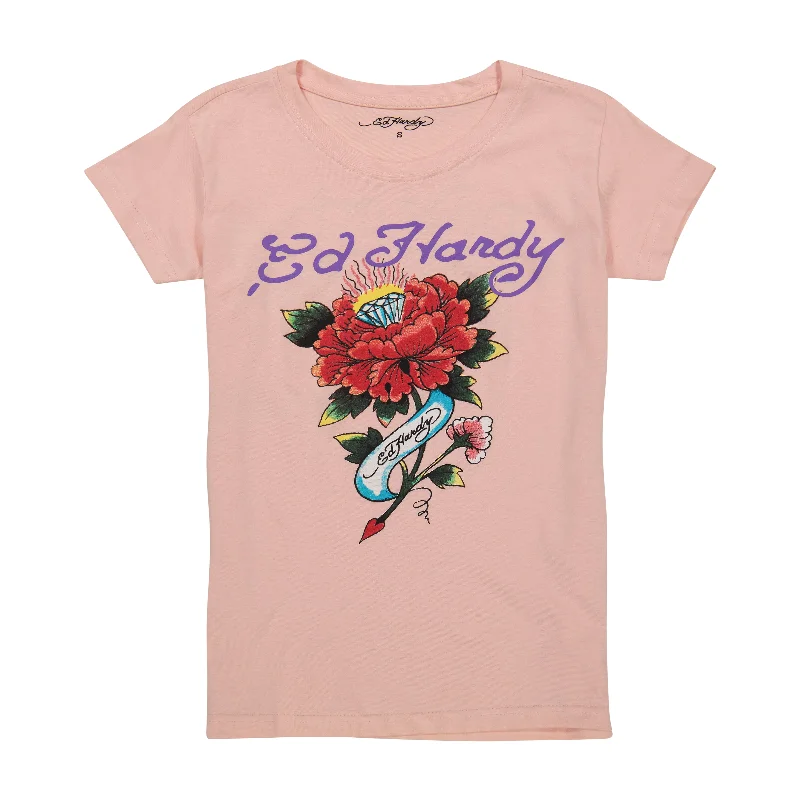 Women's Classic Attire Diamond Flower Fitted Tee