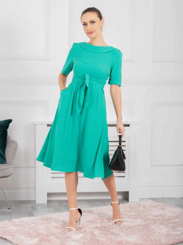 Luxury Women's Clothing Jolie Moi Gemma Belted Midi Dress, Green