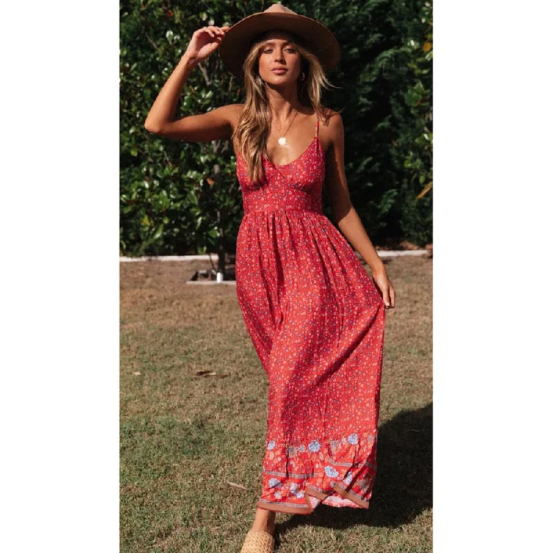 Comfortable Garments For Women DressBetty - Summer Women Sexy V Neck Floral Print Bohemia Long Dress