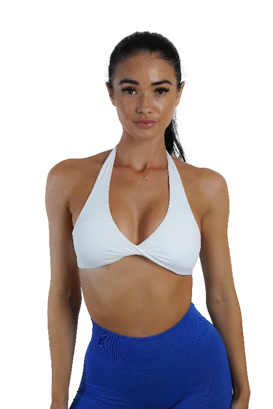 Women's Vacation Clothes Twist Halter Bra - White