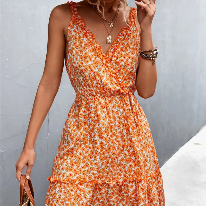 Women's Garments Floral Collar Lace Comfortable Casual LOOSE Midi Dresses