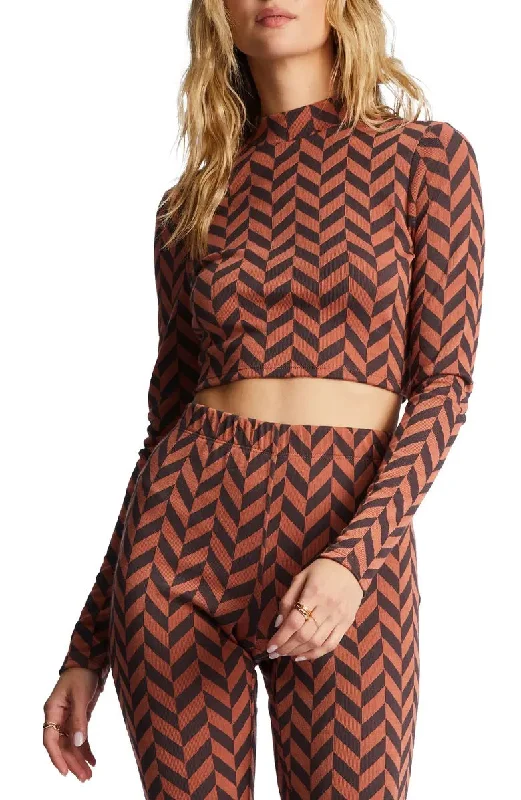 Modern Women's Attire New Heights Chevron Mock Neck Crop Top