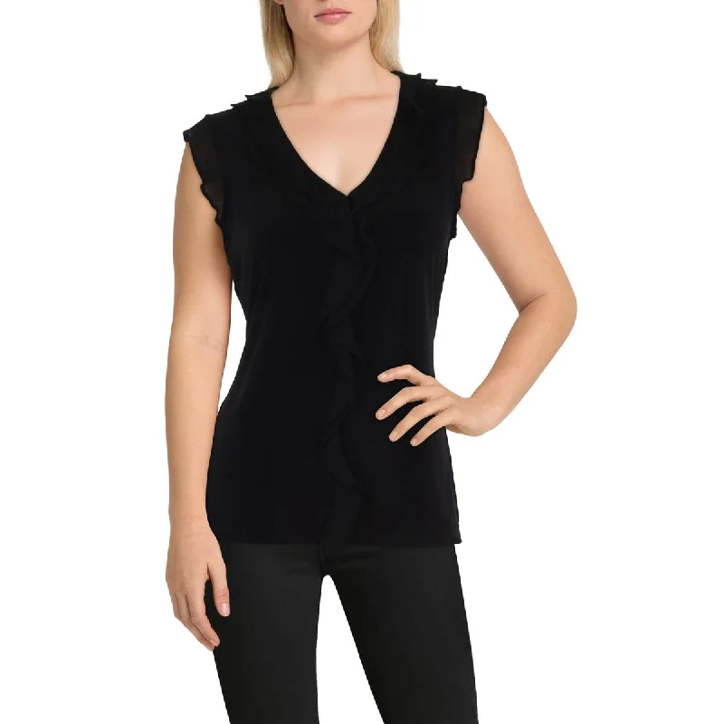 Women's Everyday Attire Womens Ruffled V-Neck Blouse