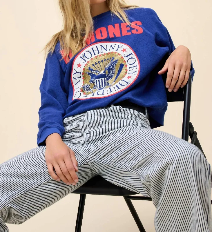 Elegant Women's Attire Ramones Gold Seal Reverse Raglan Sweatshirt In Blue Quartz