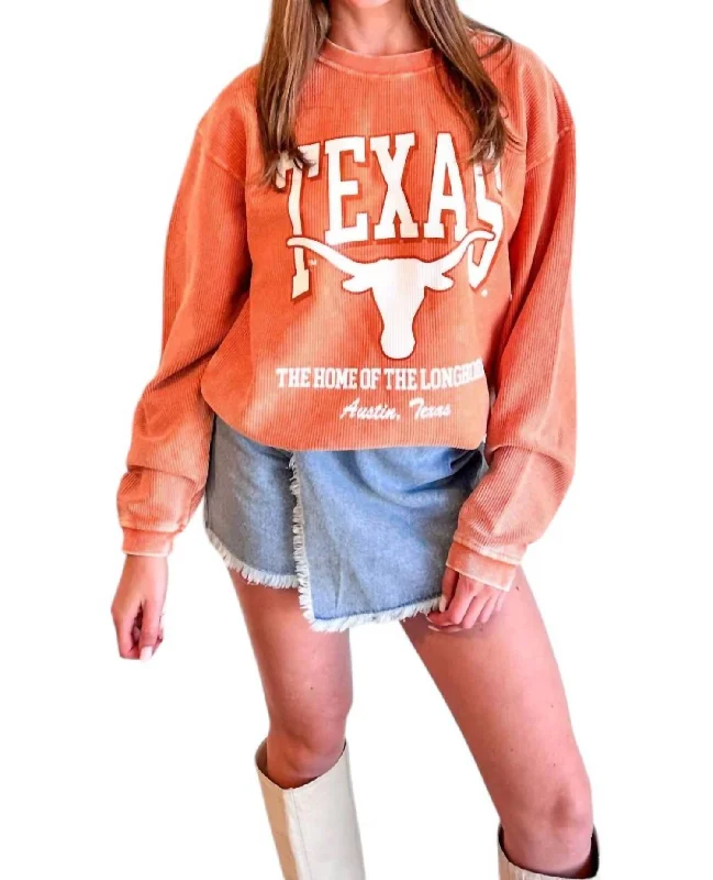 Women's High-Fashion Apparel Ut Mascot Cord Sweatshirt In Burnt Orange