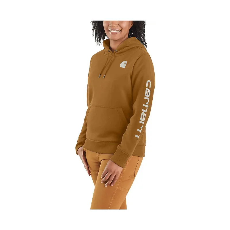 Casual Garments For Women Carhartt Women's Relaxed Fit Midweight Logo Sleeve Graphic Sweatshirt - Brown