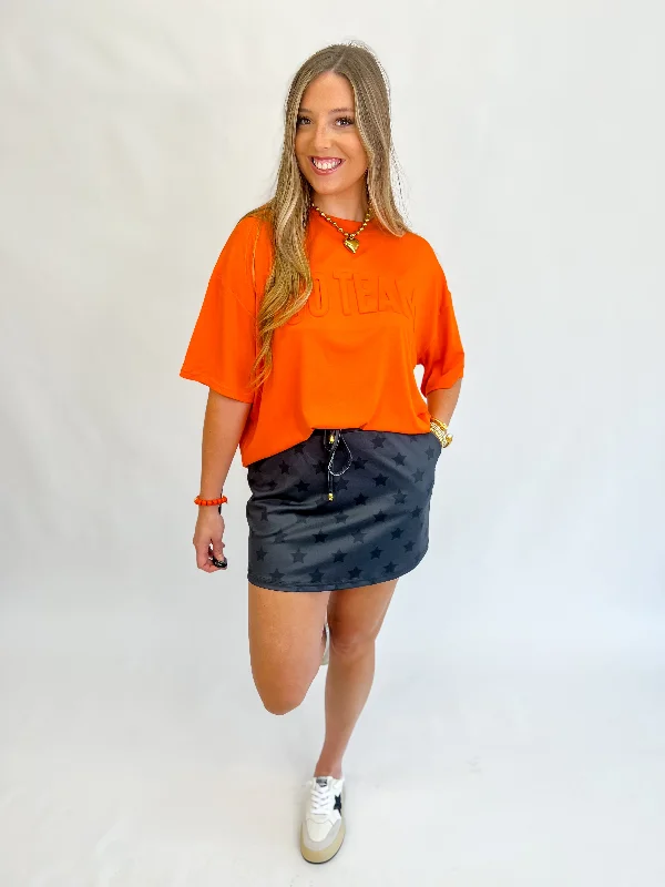 Women's Casual Clothing For Lounging [Jess Lea] Embossed Go Team Tee - Orange