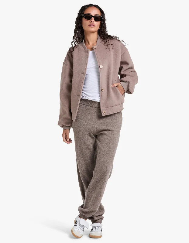 Women's Clothing Outfit Set Bomber Jacket - Truffle