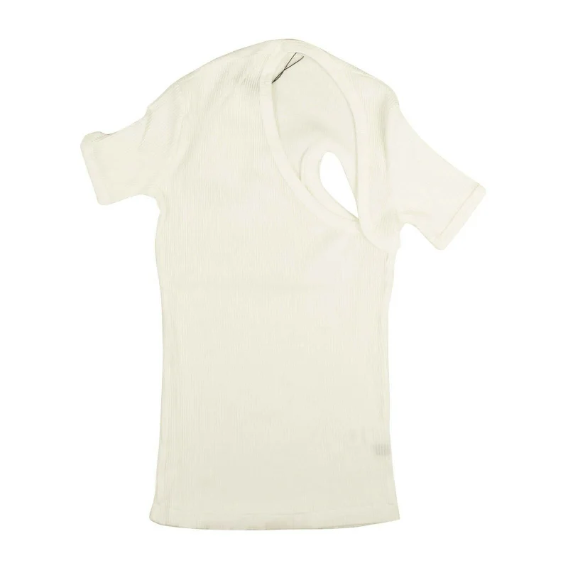 Affordable Women's Clothing Cotton Rib Asym Tee White