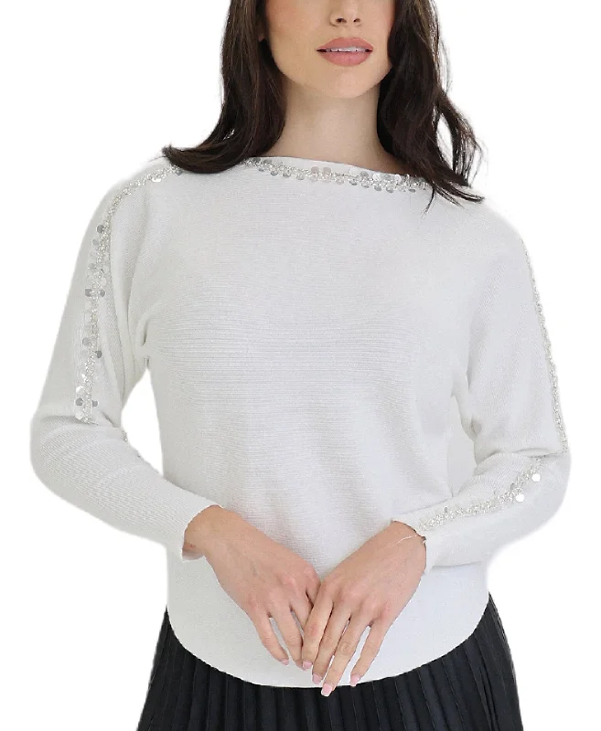 Women's Transitional Garments Sweater w/ Pearls & Sequin