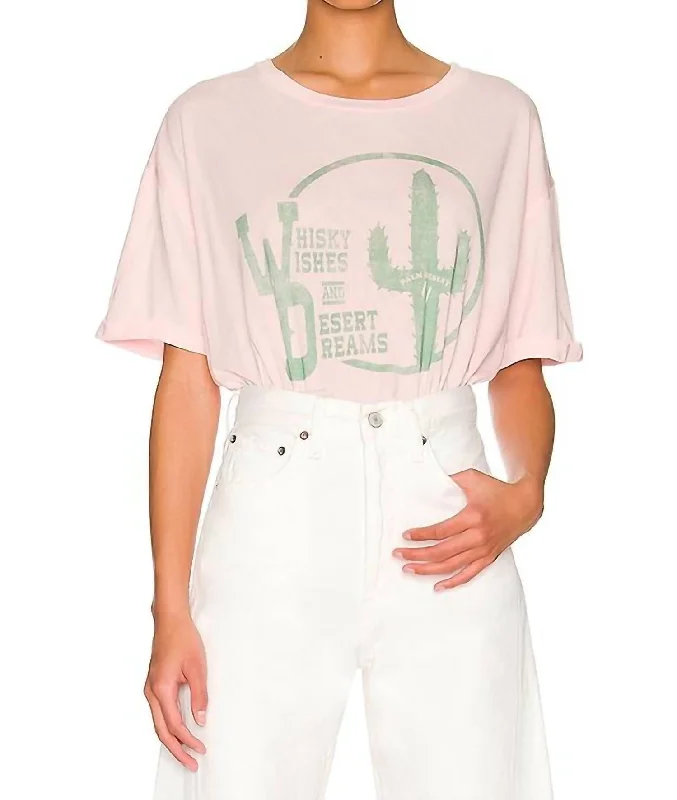 Women's Chic Apparel Whiskey Wishes Crop Oversized Tee In Blush Pink