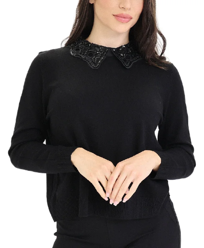 Women's Travel Garments Sweater w/ Beaded Collar