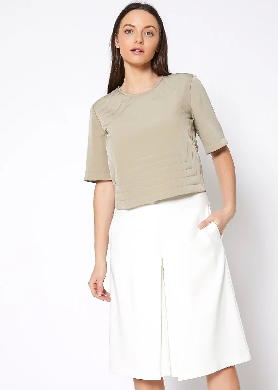 Women's High-Fashion Attire Women's Embossed Short Sleeve Crop Top