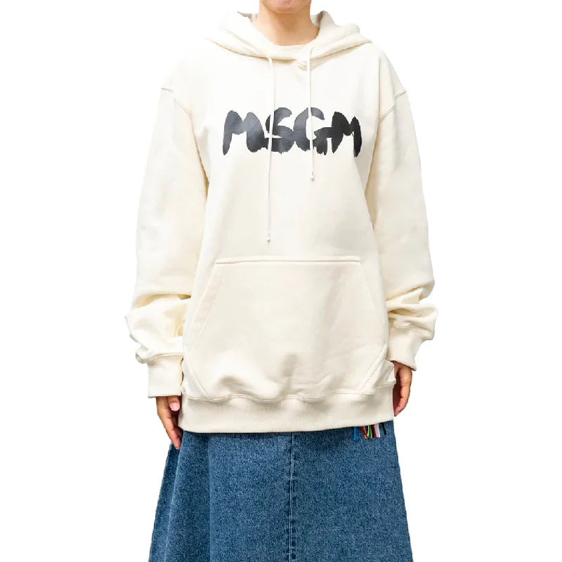 Women's Charming Outfit For Events Women's MSGM Brush Print Hoodie Off White