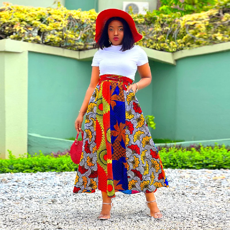 Women's Trendy Clothes Hot Sell African One-size Maxi Skirt Mix Wax Design Printed Ankara Traditional Clothing African Long Skirt For Women