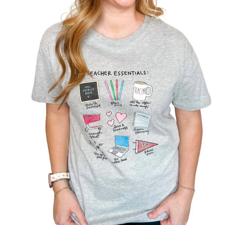 Women's Clothing And Garments Sets Teacher Essentials Callie Tee In Ash