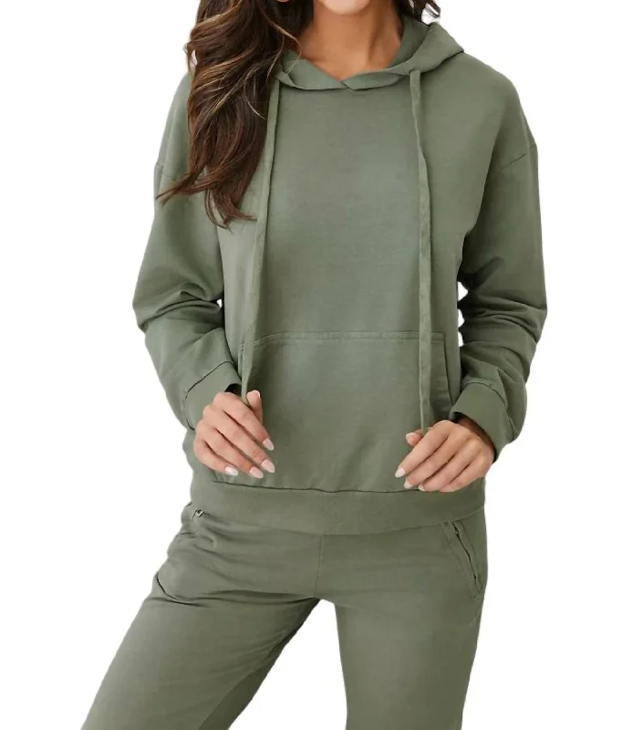 Women's Outdoor Attire Lightweight Hoodie Sweatshirt In Army Green