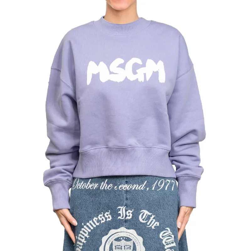 Women's Clothing Outfit Set Msgm Brush Print Sweatshirt Lilac