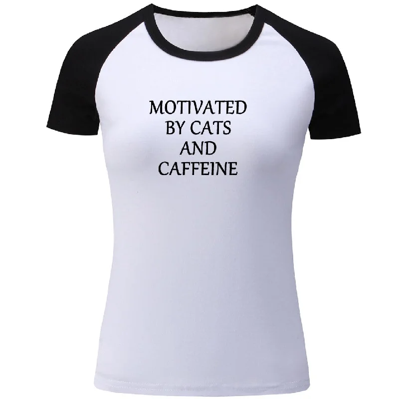 Women's Timeless Attire CATS & CAFFEINE JERSEY-STYLE TEE