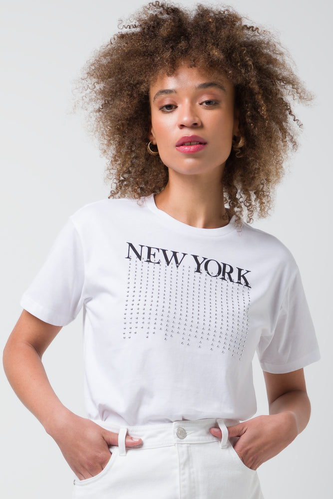 Women's Fashion Clothes New York Short Sleeve T-Shirt White