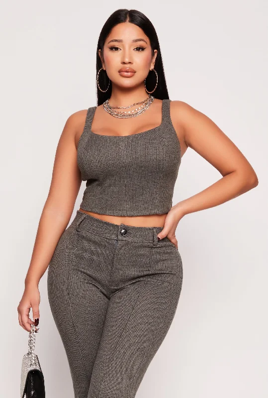 Stylish Women's Outfit Iris Houndstooth Crop Top