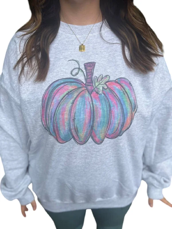 Affordable Luxury Women's Apparel Watercolor Pumpkin Sweatshirt In Grey