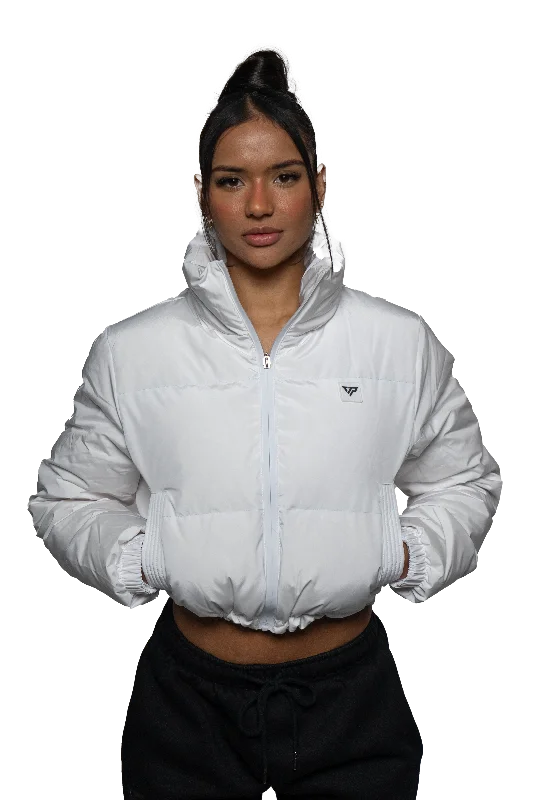 Women's Sports Apparel Horizon Cropped Puffer Jacket - White