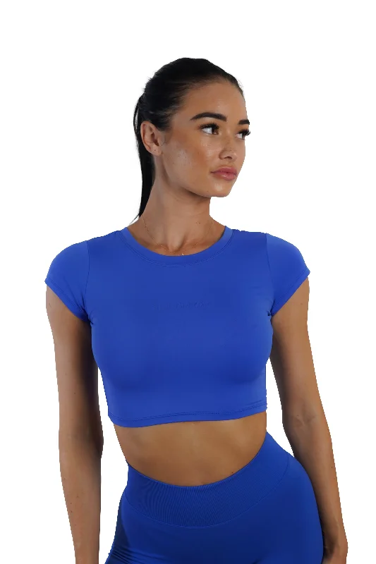 Plus-Size Women's Clothing KTP CROPPED TEE - ELECTRIC BLUE