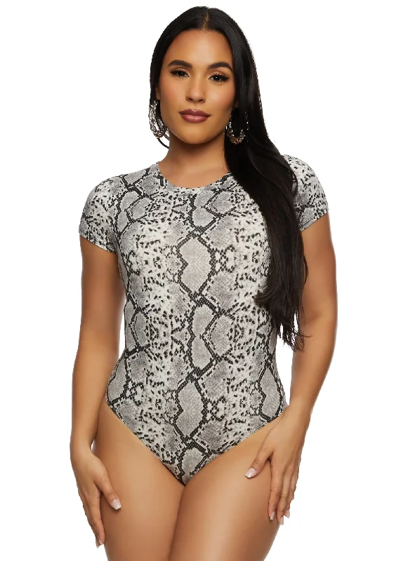 Women's Stylish Professional Apparel Printed Crew Neck Bodysuit